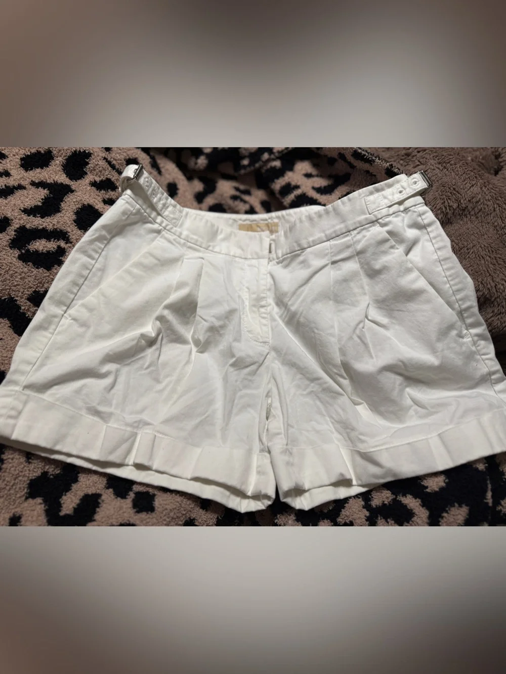 Michael Kors White Pleated Cotton Bermuda Shorts